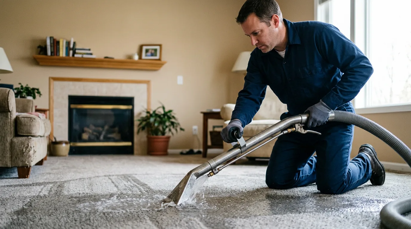 Water damage restoration technician working near Leopolis, WI